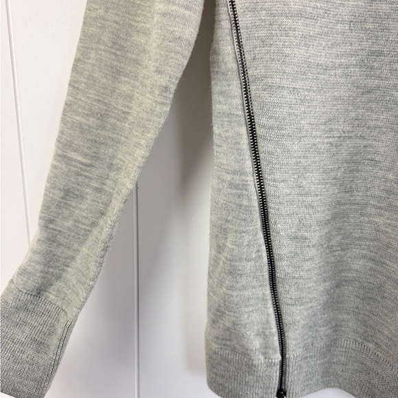 J. Crew 100% Merino Wool Light Gray Crewneck Sweater with Zipper - Picture 3 of 11